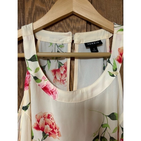 Torrid Size 1 Sleeveless Hi Low Flowy Floral Tunic Dress - Picture 2 of 6